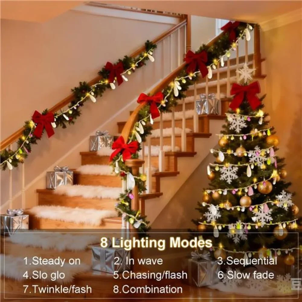 Battery Operated Fairy String Lights Warm White LED Remote Timer 8 Modes